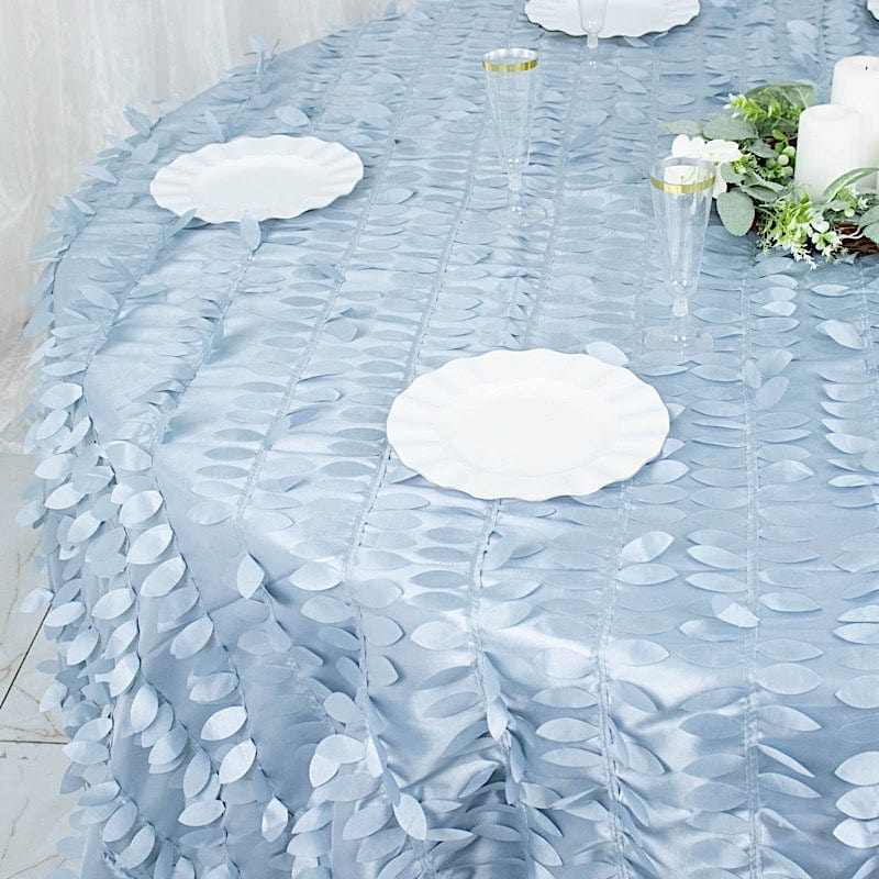 132" Taffeta Round Tablecloth with Leaf Petals Design