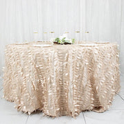 132" Taffeta Round Tablecloth with Leaf Petals Design