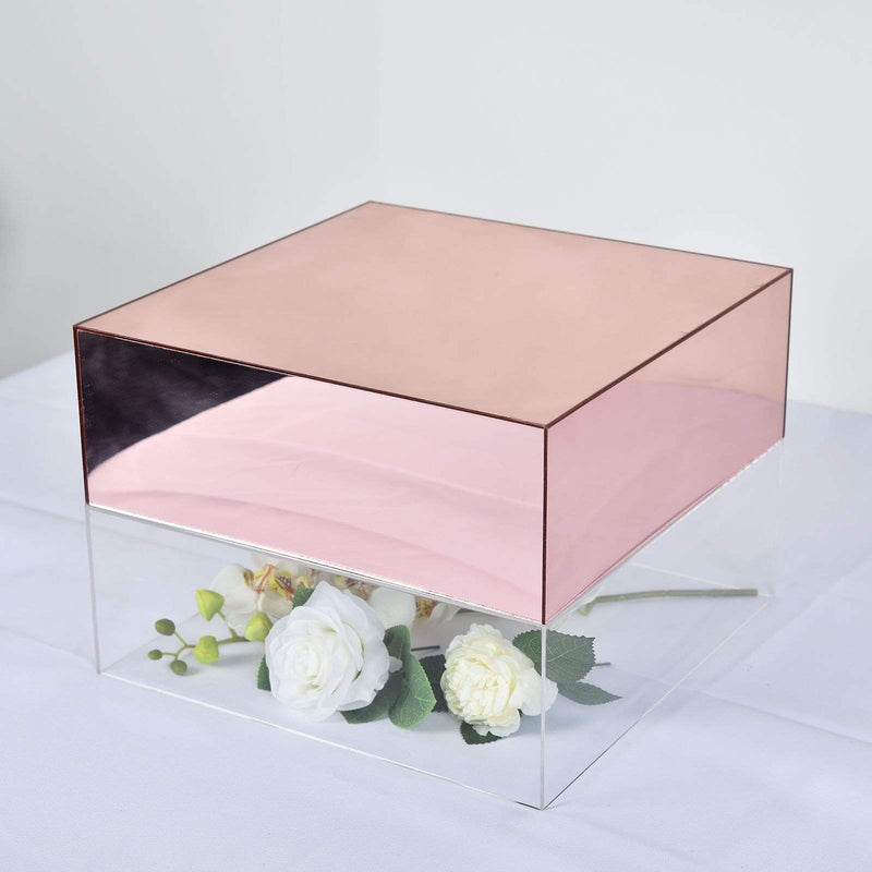 14" Acrylic Display Box Cake Stand Mirror Pedestal Riser