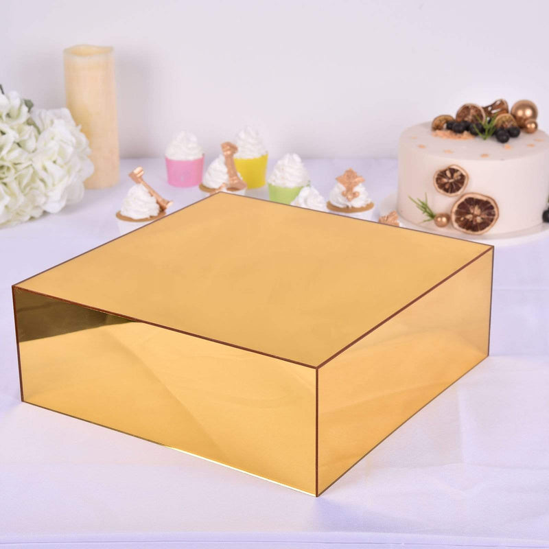 14" Acrylic Display Box Cake Stand Mirror Pedestal Riser