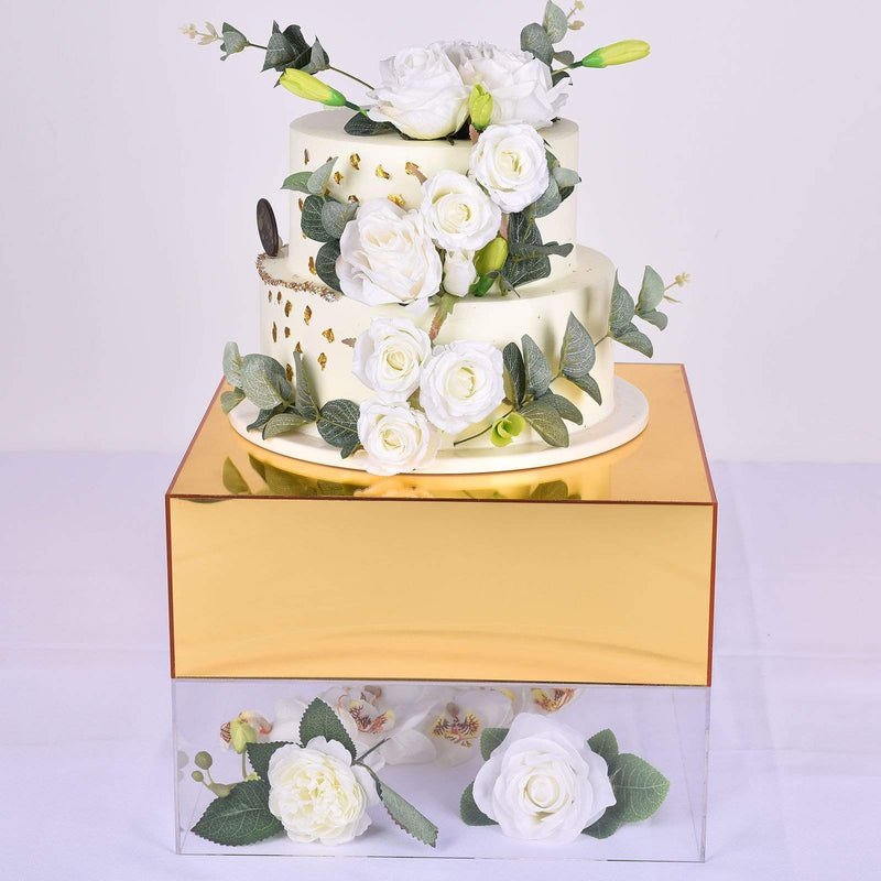 14" Acrylic Display Box Cake Stand Mirror Pedestal Riser