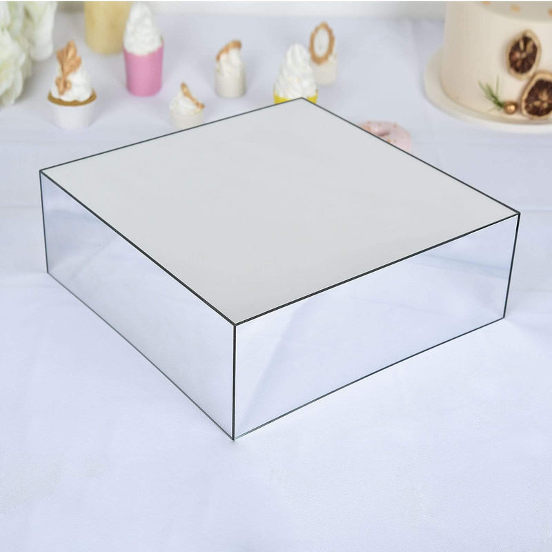 14" Acrylic Display Box Cake Stand Mirror Pedestal Riser
