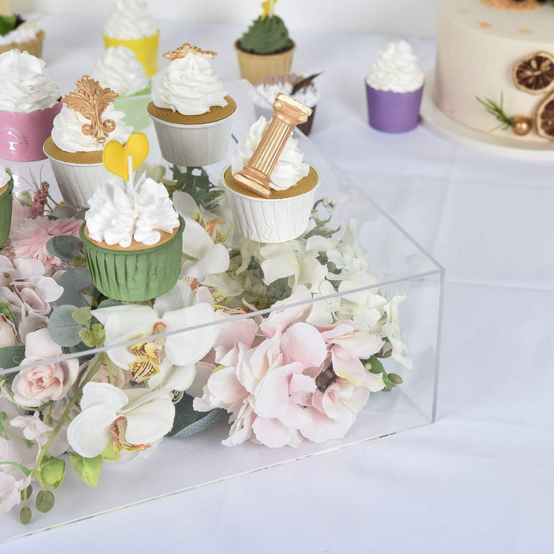 14" Acrylic Display Box Cake Stand Mirror Pedestal Riser