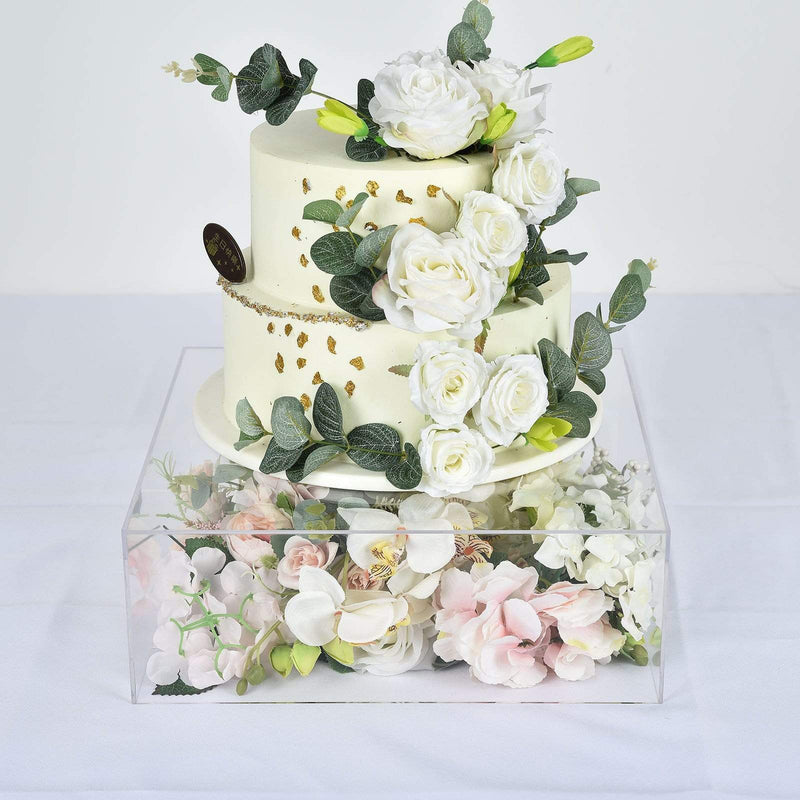14" Acrylic Display Box Cake Stand Mirror Pedestal Riser