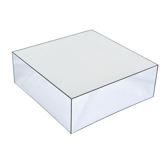 14" Acrylic Display Box Cake Stand Mirror Pedestal Riser PROP_BOX_001_1414_SILV