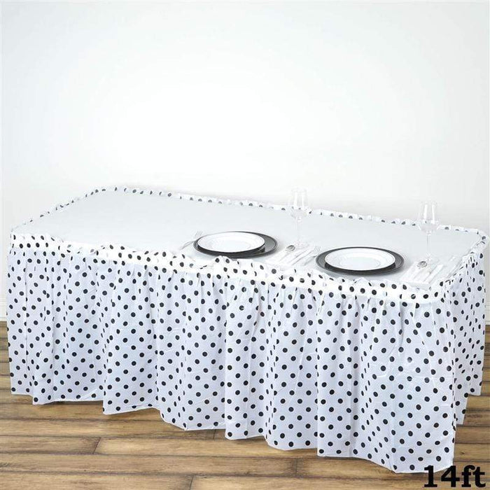 14 feet x 29"  Plastic Polka Dots Disposable Table Skirt