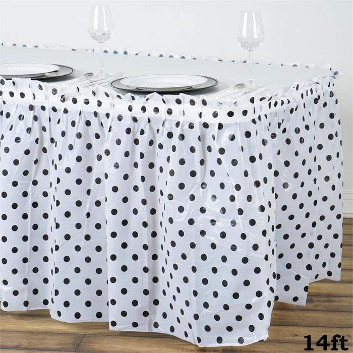 14 feet x 29"  Plastic Polka Dots Disposable Table Skirt SKT_PVC_DOT_001