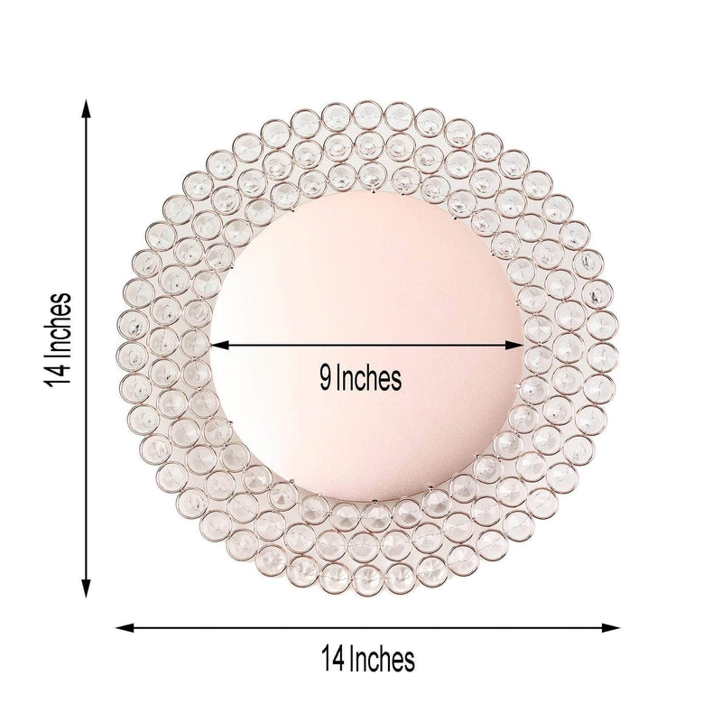 14" Metal Crystal Beaded Round Charger Plates