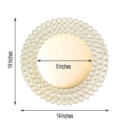 14" Metal Crystal Beaded Round Charger Plates