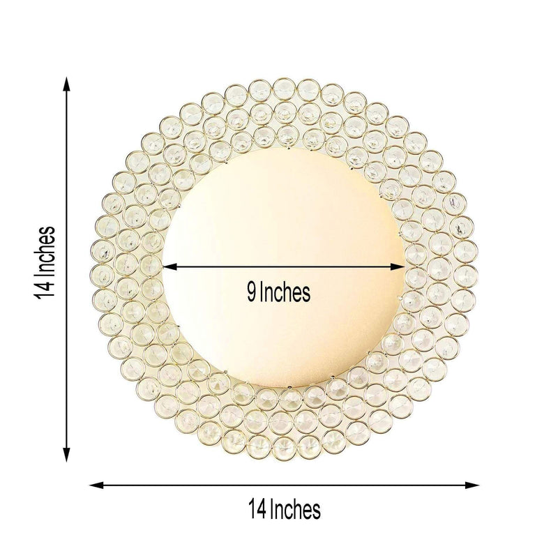 14" Metal Crystal Beaded Round Charger Plates