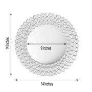 14" Metal Crystal Beaded Round Charger Plates - Rose Gold