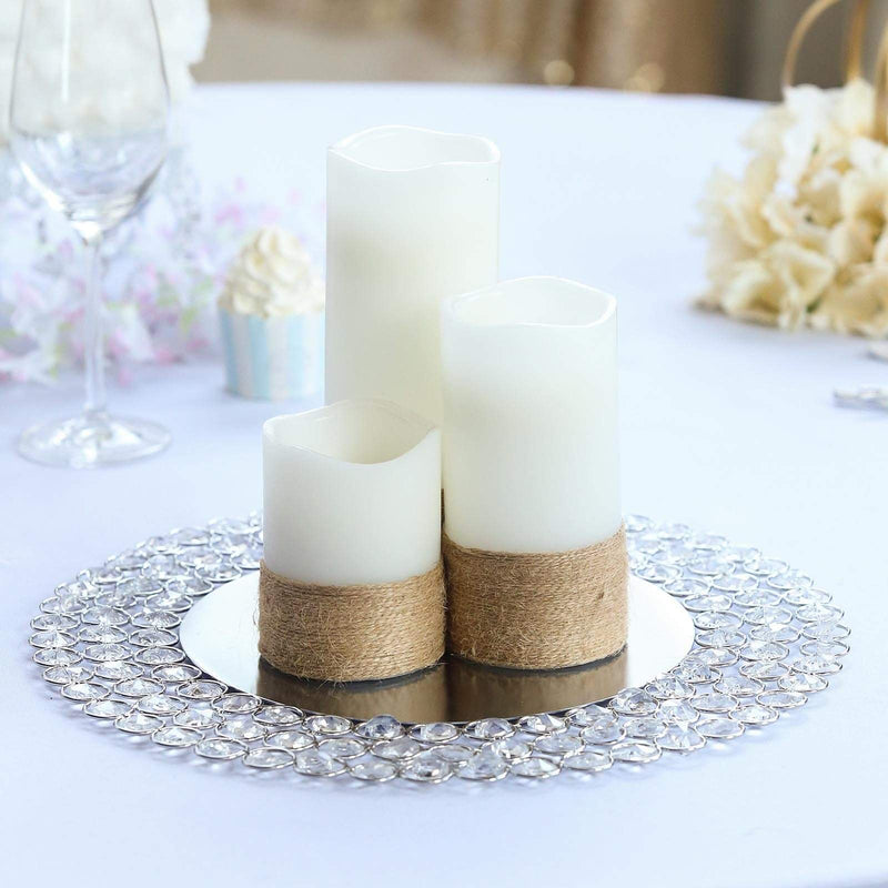 14" Metal Crystal Beaded Round Charger Plates