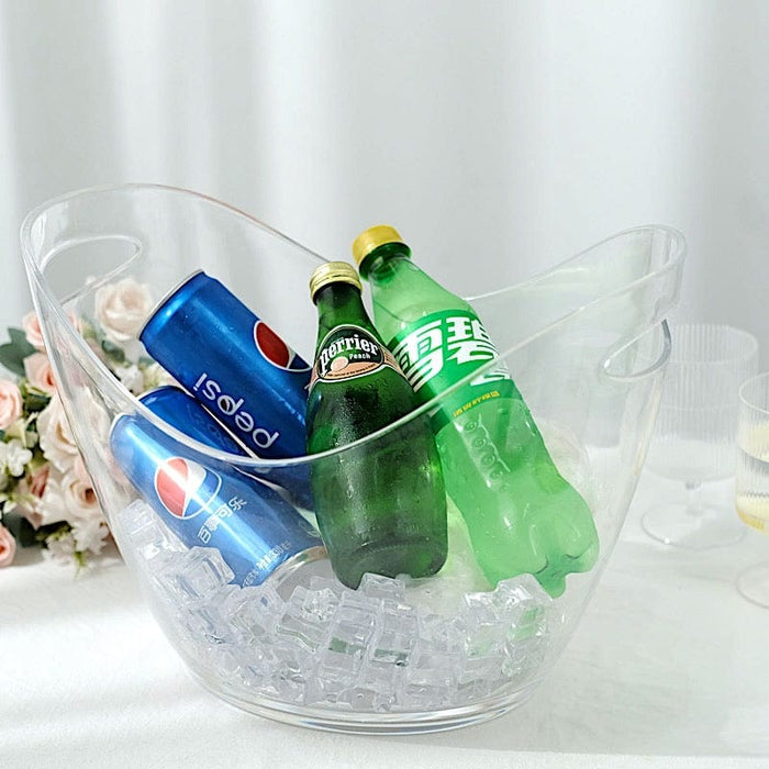 14" Plastic Ice Bucket with Handles Party Drinks Cooler - Clear BSKT_PLST_001_14X10_CLR