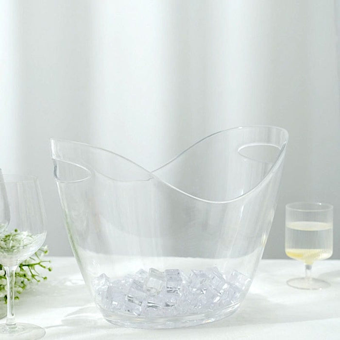 14" Plastic Ice Bucket with Handles Party Drinks Cooler - Clear BSKT_PLST_001_14X10_CLR