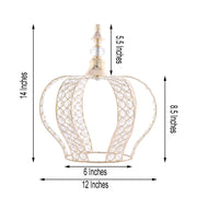 14" tall Metal Crystal Beaded Royal Crown Cake Topper