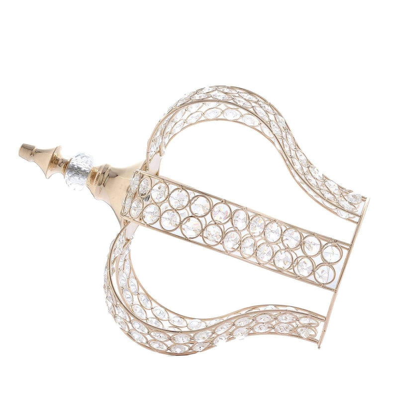 14" tall Metal Crystal Beaded Royal Crown Cake Topper