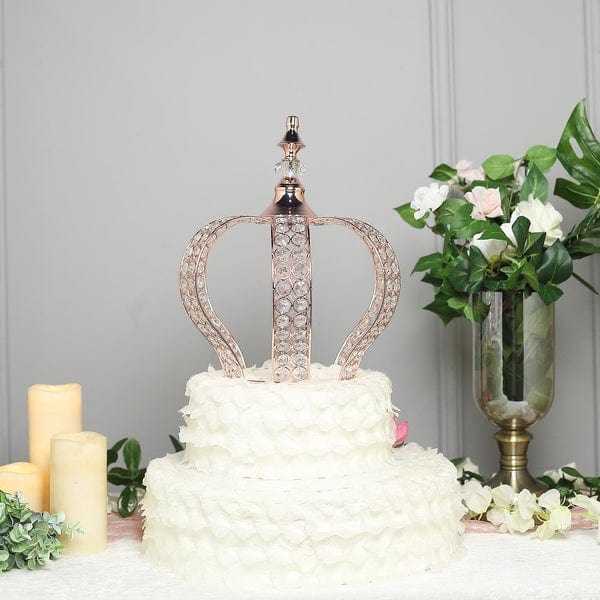 14" tall Metal Crystal Beaded Royal Crown Cake Topper