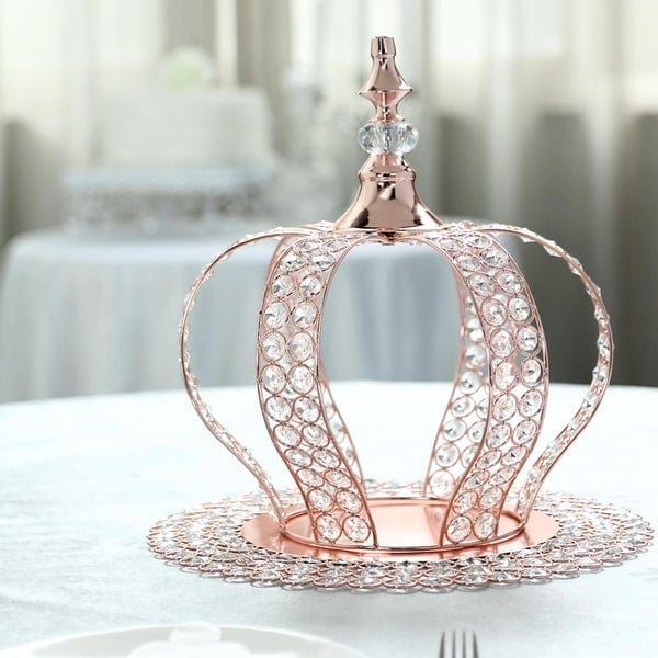 14" tall Metal Crystal Beaded Royal Crown Cake Topper