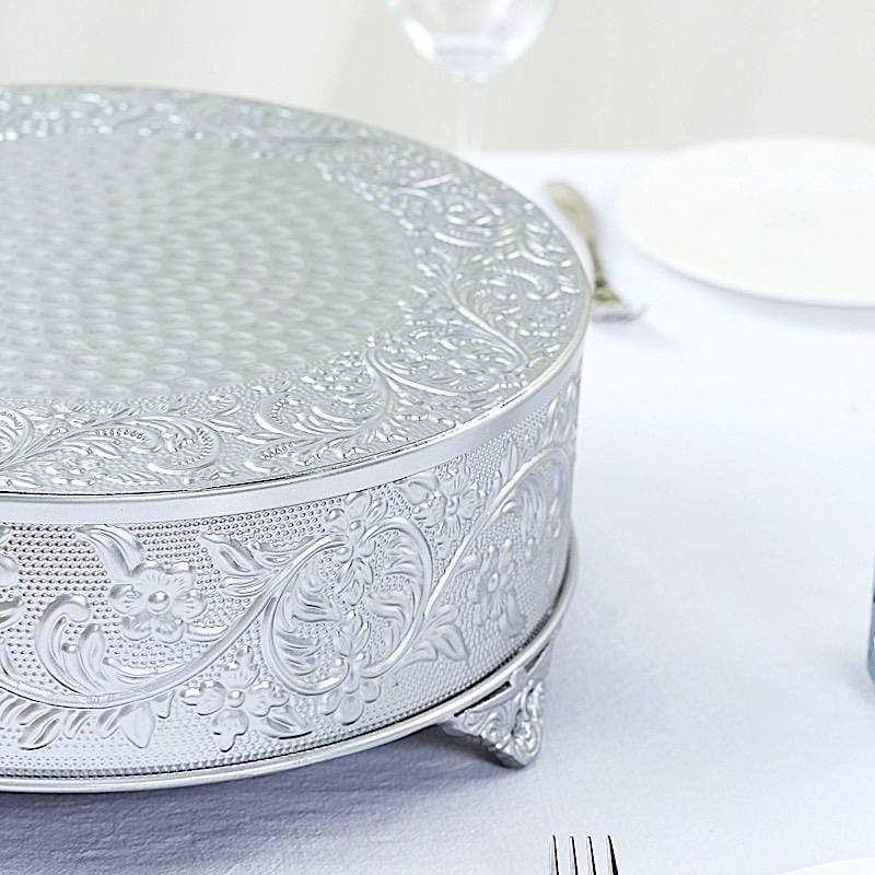 14" wide Round Floral Embossed Wedding Cake Stand