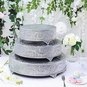 14" wide Round Floral Embossed Wedding Cake Stand