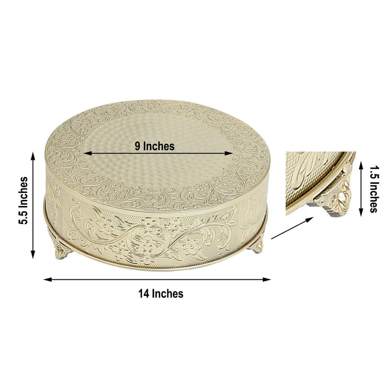 14" wide Round Floral Embossed Wedding Cake Stand