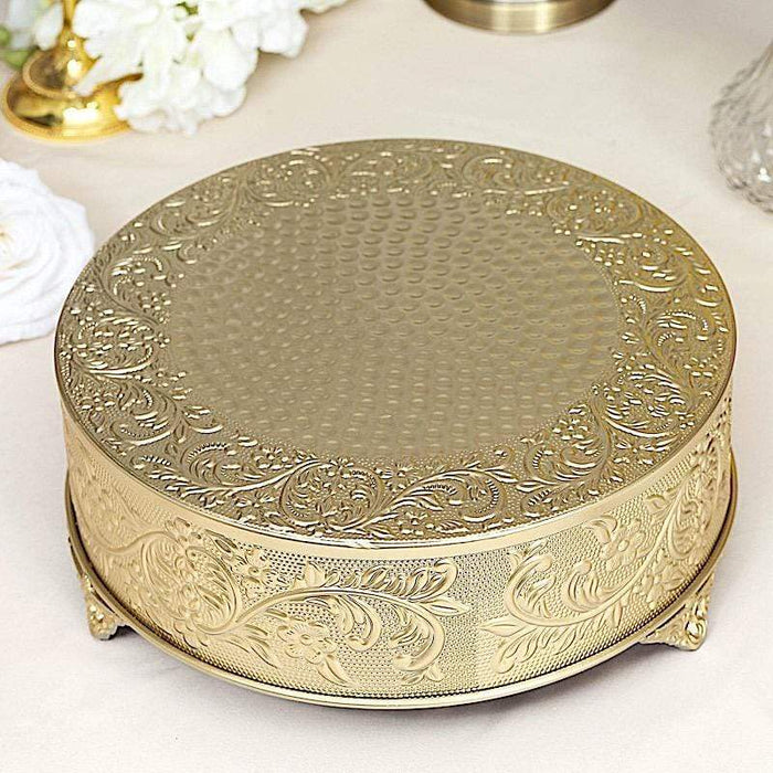 14" wide Round Floral Embossed Wedding Cake Stand