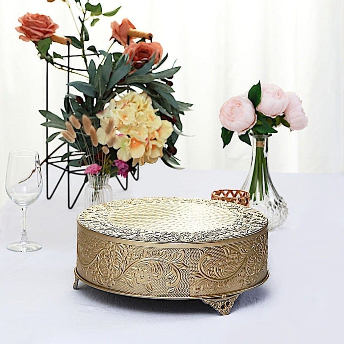 14" wide Round Floral Embossed Wedding Cake Stand