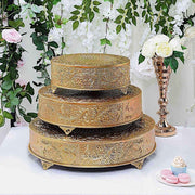14" wide Round Floral Embossed Wedding Cake Stand