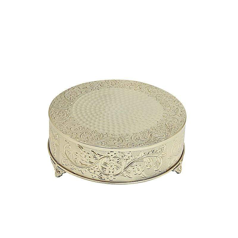 14" wide Round Floral Embossed Wedding Cake Stand CAKE_RND1_14_GOLD