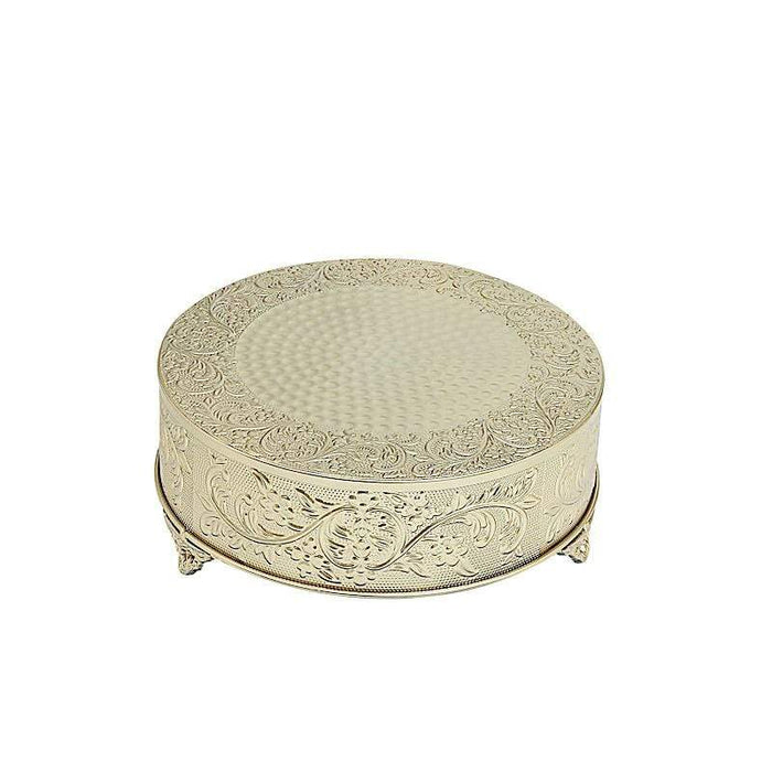 14" wide Round Floral Embossed Wedding Cake Stand CAKE_RND1_14_GOLD