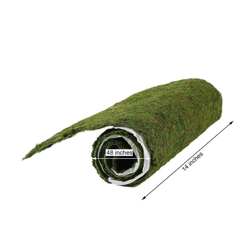 14" x 48" Natural Moss Table Top Cover Mat Runner - Green MOSS_RUN_14_GRN