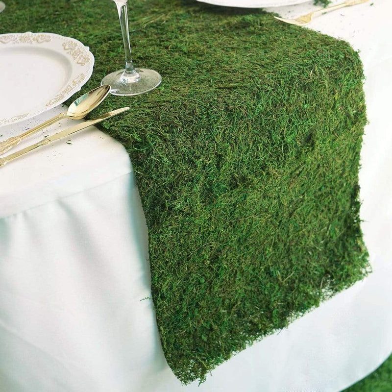 14" x 48" Natural Moss Table Top Cover Mat Runner - Green MOSS_RUN_14_GRN