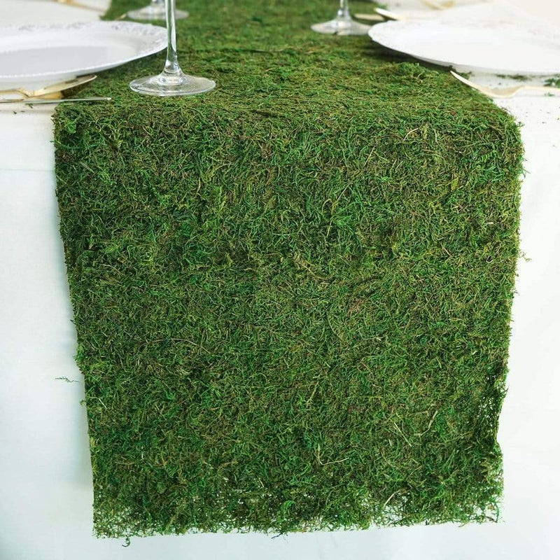 14" x 48" Natural Moss Table Top Cover Mat Runner - Green MOSS_RUN_14_GRN