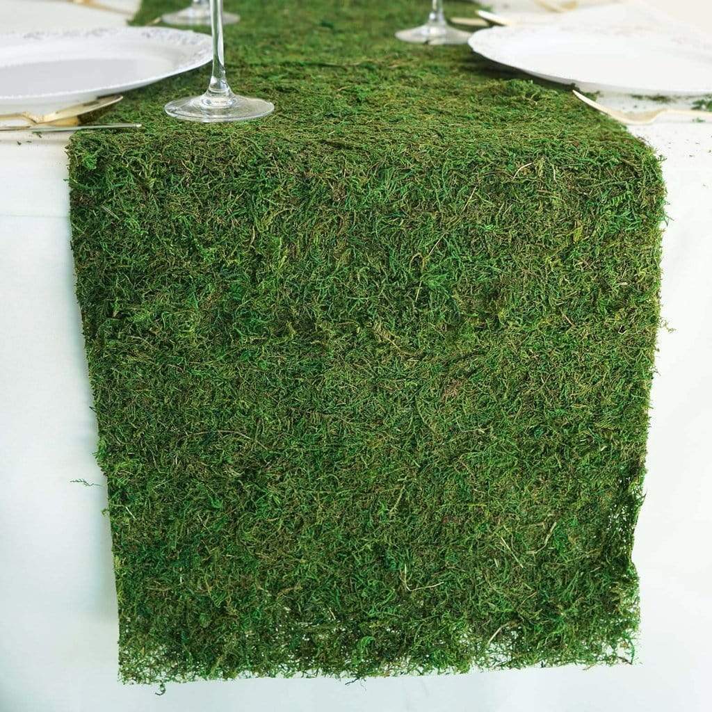 14x48 Green Preserved Moss Table Runner with Fishnet Grid