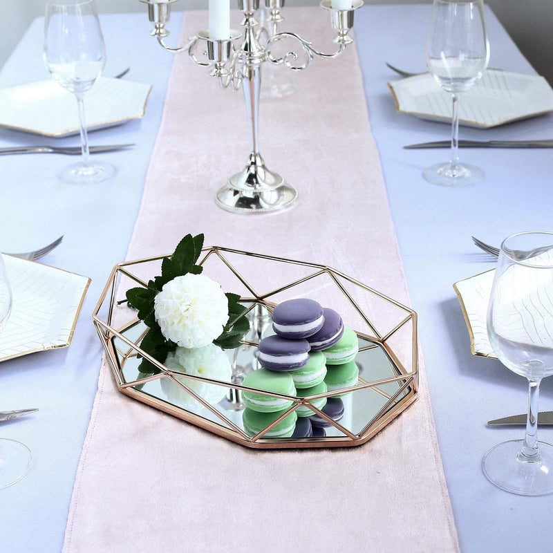 14" x 9" Metal Geometric Mirror Serving Tray - Gold CHRG_TRAY007_14_GOLD