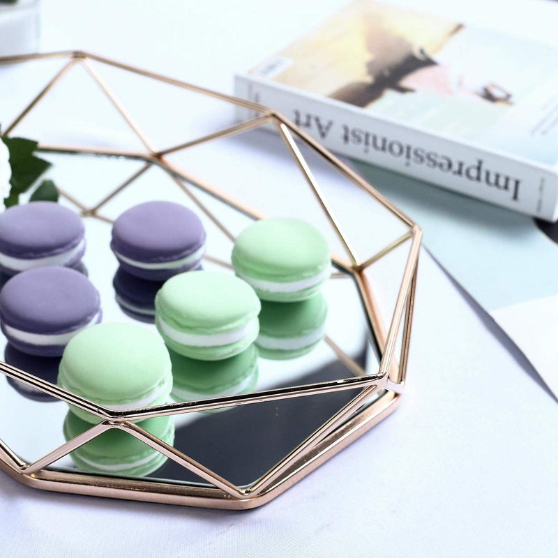 14" x 9" Metal Geometric Mirror Serving Tray - Gold CHRG_TRAY007_14_GOLD