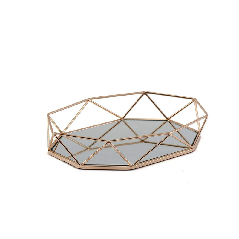 14" x 9" Metal Geometric Mirror Serving Tray - Gold CHRG_TRAY007_14_GOLD