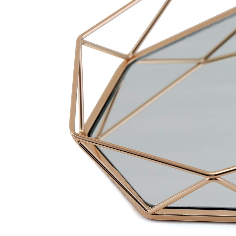 14" x 9" Metal Geometric Mirror Serving Tray - Gold CHRG_TRAY007_14_GOLD