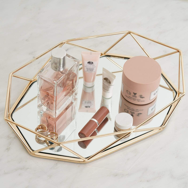 14" x 9" Metal Geometric Mirror Serving Tray - Gold CHRG_TRAY007_14_GOLD