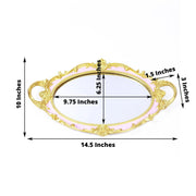 14"x10" Metallic Oval Mirror Serving Tray with Handles