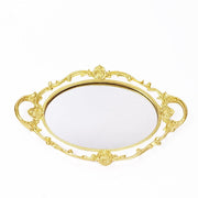 14"x10" Metallic Oval Mirror Serving Tray with Handles