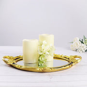 14"x10" Metallic Oval Mirrored Vanity Serving Tray CHRG_TRAY012_15_BLK