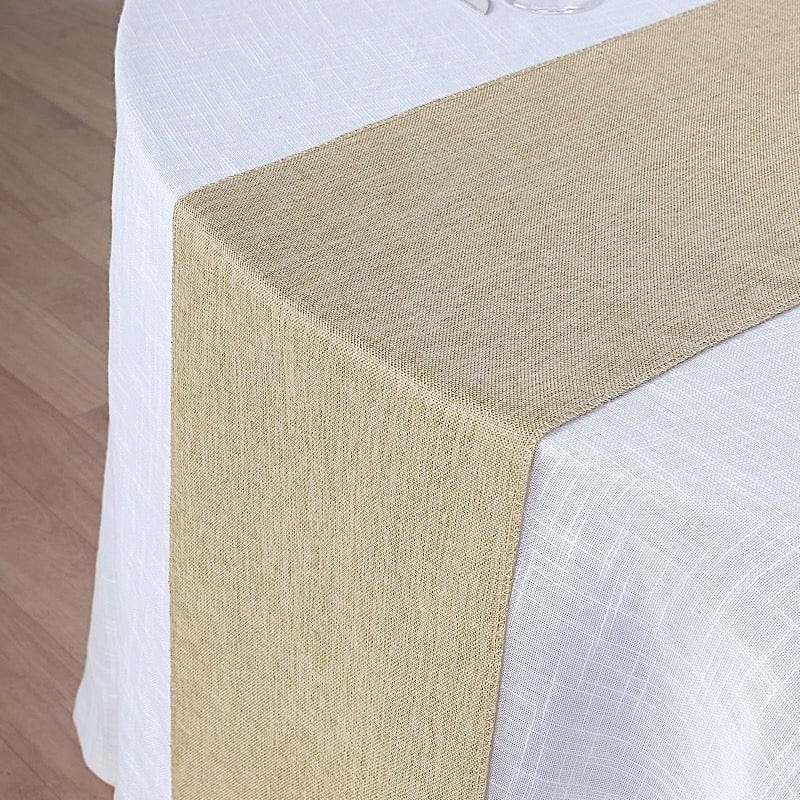 14"x108" Faux Burlap Polyester Table Runner
