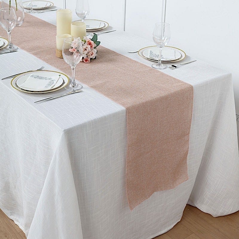 14"x108" Faux Burlap Polyester Table Runner RUN_JUTE03_080