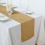 14"x108" Faux Burlap Polyester Table Runner RUN_JUTE03_GOLD