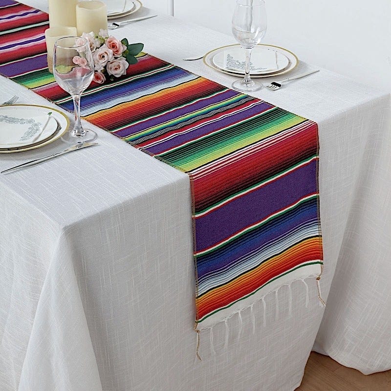 14"x108" Mexican Table Runner with Tassels Fiesta Party Linens - Assorted RUN_FSTA_PURP