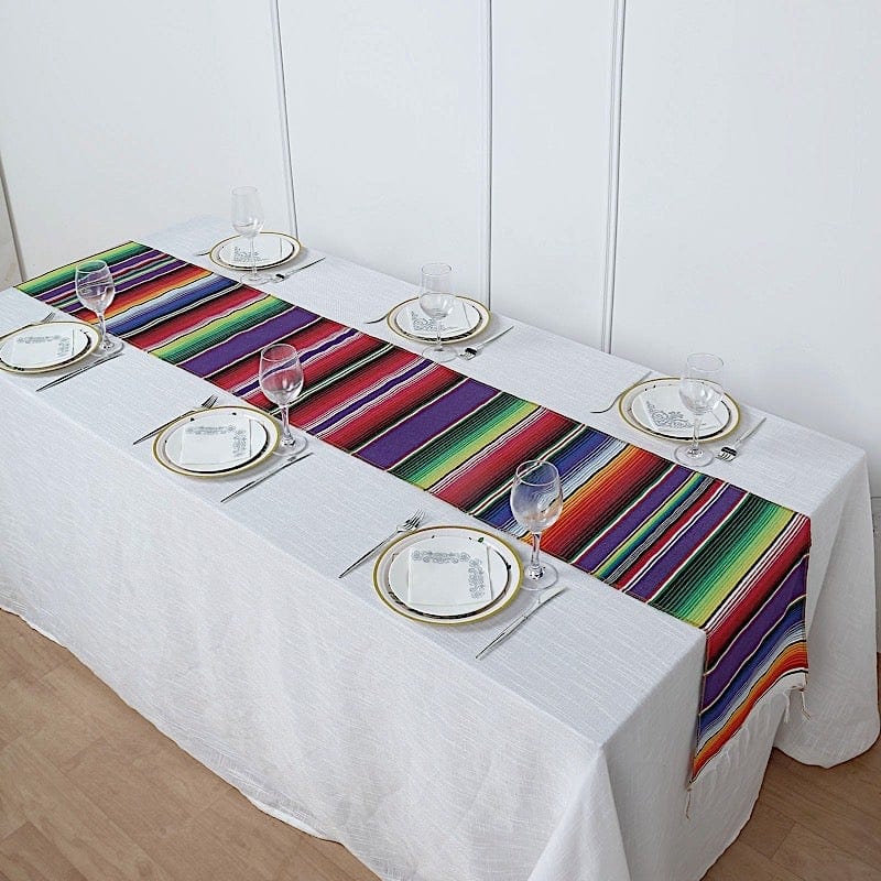 14"x108" Mexican Table Runner with Tassels Fiesta Party Linens - Assorted RUN_FSTA_PURP