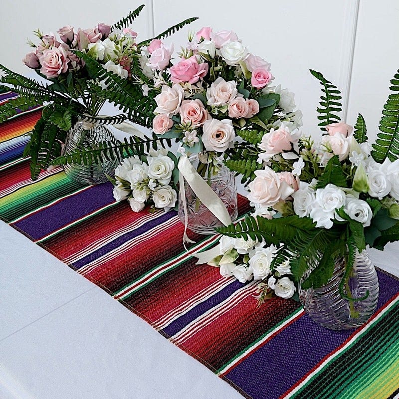 14"x108" Mexican Table Runner with Tassels Fiesta Party Linens - Assorted RUN_FSTA_PURP