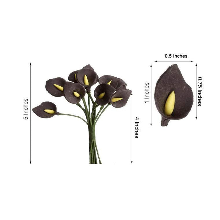 144 Mini Clay Calla Lilies Flowers - Chocolate Brown FLO_4691_CHOC