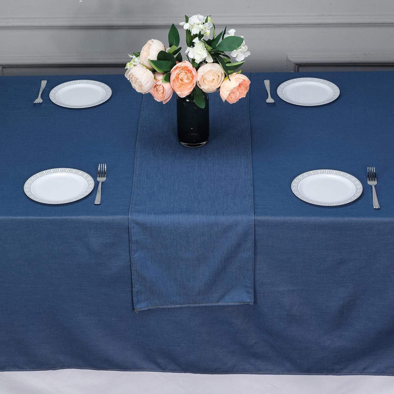 14x108" Faux Denim Polyester Table Top Runner Party Decorations - Dark Blue RUN_DENM